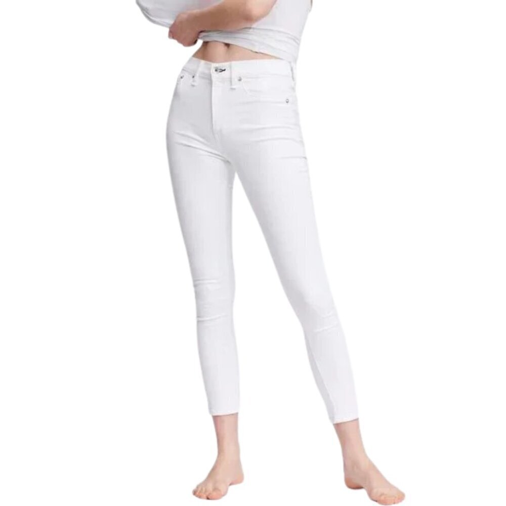 NWT rag & bone Nina High Rise Ankle Skinny Jeans in White Sz. 25